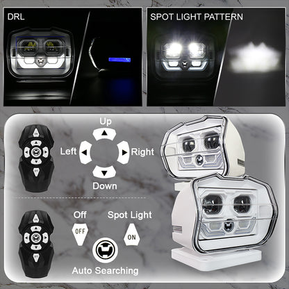 OVOVS 60W 360 Degree Rotating Wireless Remote Control Marine Led Search Light for Vehicle Boats Home Cars