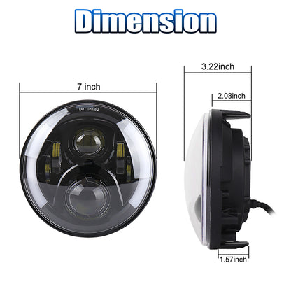 OVOVS 7 Inch LED Motorcycle Headlight With DRL Amber Turn Signal Hi/Low Beam for Honda