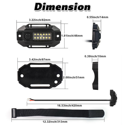 OVOVS UTV LED Dome Lights Roll Bar White Reading Light with Green Indicator for Polaris RZR Can-Am