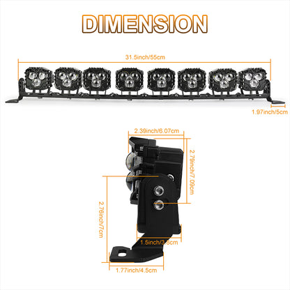 OVOVS 32 Inch LED Light Bar LED Driving Light Dual Color Spot Off Road Work Light for Trucks Pickup SUV ATV UTV Tractor