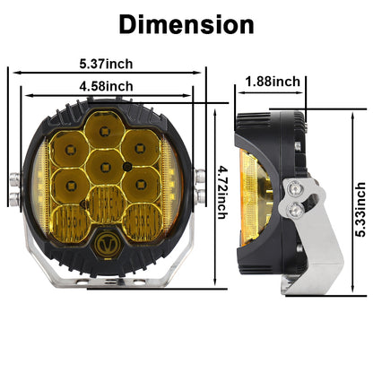 OVOVS Yellow Lens 50W LED Off Road Work Light For 4x4 Truck