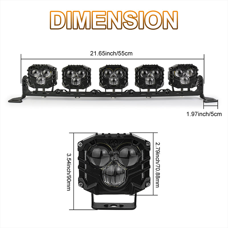 OVOVS 22 Inch LED Light Bar Amber White Spot Beam Off Road Lights With On/Off Wiring Harness Kit for Tractor Trucks Roof Bumper