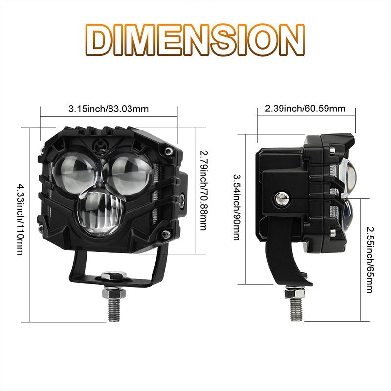 OVOVS 40W White Amber LED Off Road Driving Light with Spot Light for 4x4 Jeep Trucks ATV Tractor Pickup