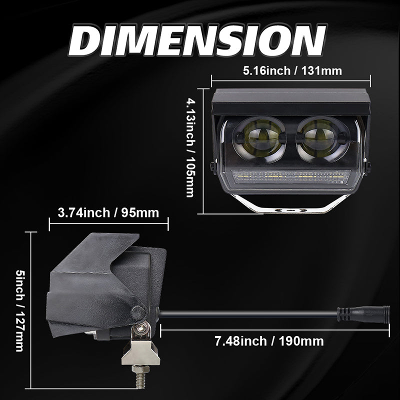 OVOVS Hidden LED Off Road Driving Work Light With Automatic ON/OFF Cover Switch Wiring Harness