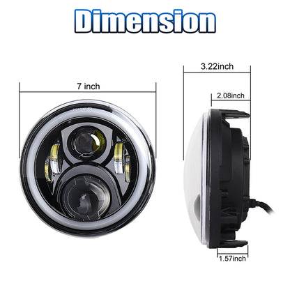 OVOVS 7 Inch Round Motorcycle Headlight With High Low Beam For Honda CB400 CB750
