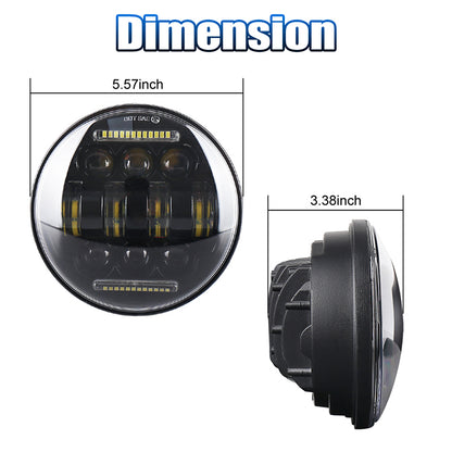 OVOVS 5.75 Inch LED Motorcycle Headlight White High Low Beam DRL For Harley Motorcycle