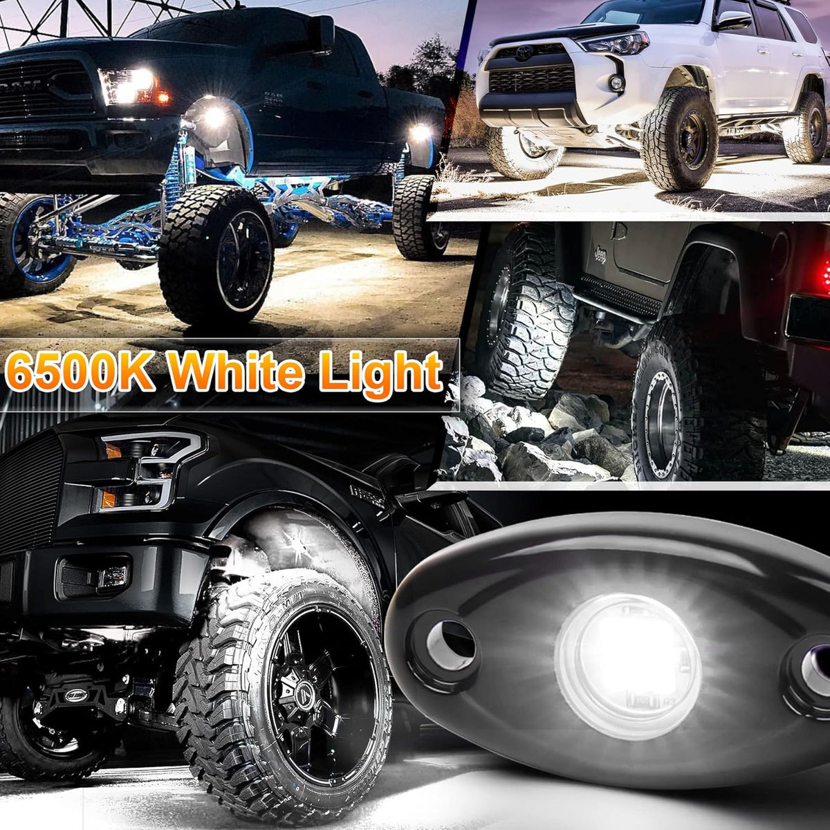 10-Pack White LED Rock Lights - 12V IP67 Underbody Kit For Jeep Truck ATV UTV