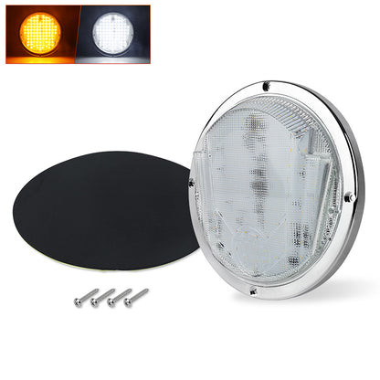 OVOVS 8.5 Inch Round LED RV Porch Light With Amber White Lighting