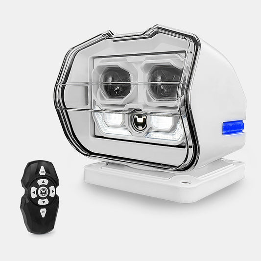 OVOVS 60W 360 Degree Rotating Wireless Remote Control Marine Led Search Light for Vehicle Boats Home Cars