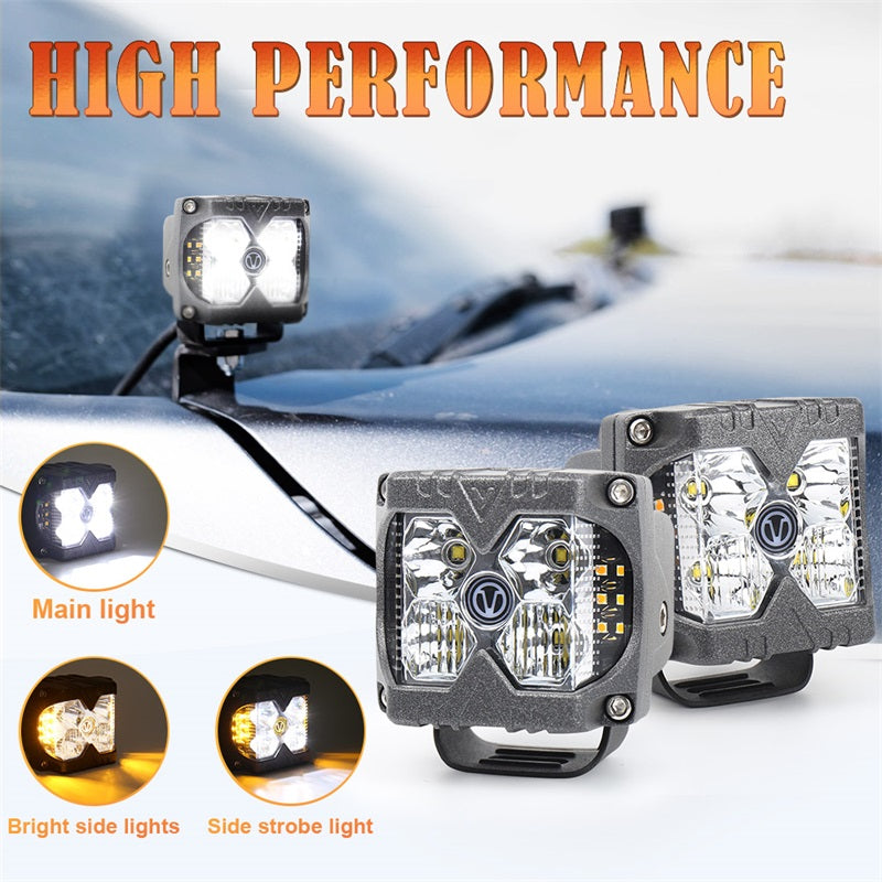 OVOVS 40W LED Work Light with Amber Solid & Strobe Side Lights