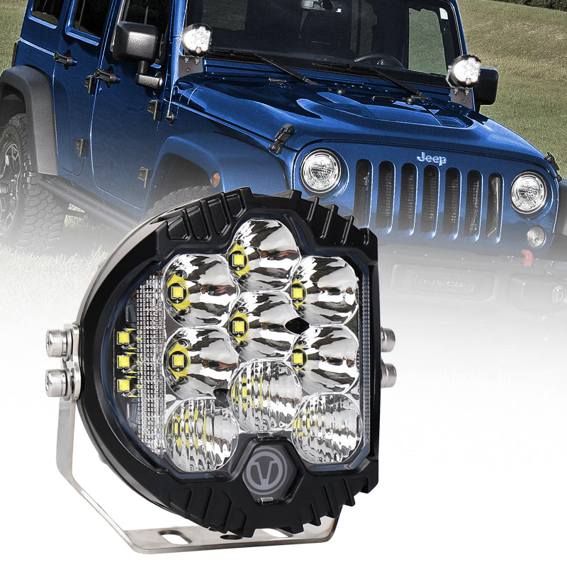 OVOVS 5 Inch Clear Lens Round LED Offroad Lights Amber DRL White Spotlight For Truck