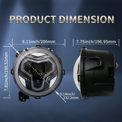 OVOVS 9 Inch Headlights with Integrated DRL Turn Signal Light for Jeep JL