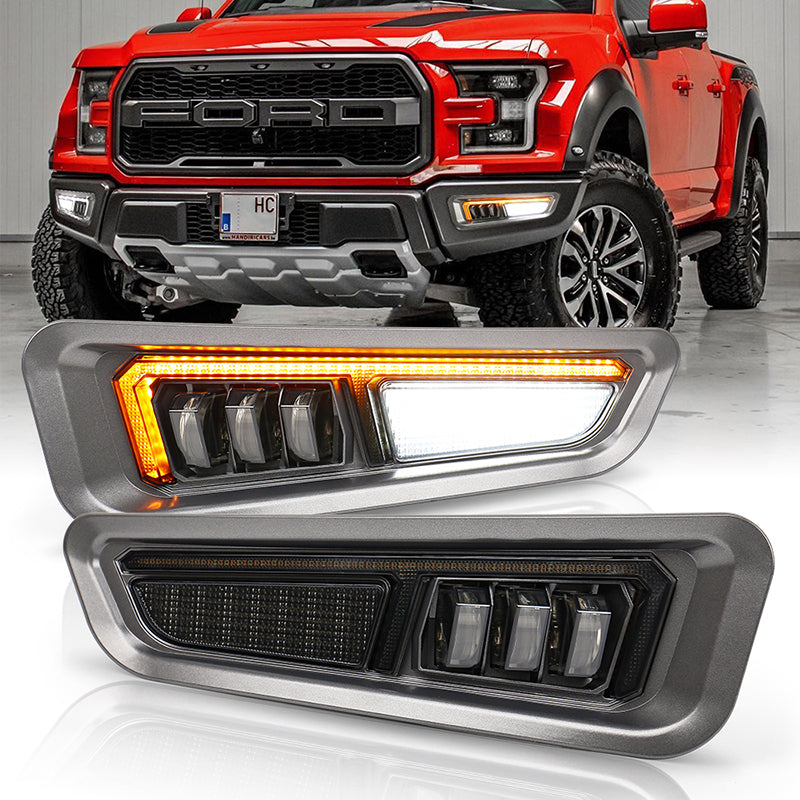 OVOVS Raptor Fog Lights with Sequential Amber Turn Signal DRL For 2017-2020 Gen 2 Ford F150 Raptor