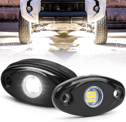 OVOVS 9W White LED Rock Lights For Truck Pickups Cars ATV UTV SUV