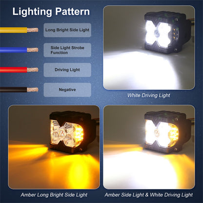 OVOVS 40W LED Work Light with Amber Solid & Strobe Side Lights