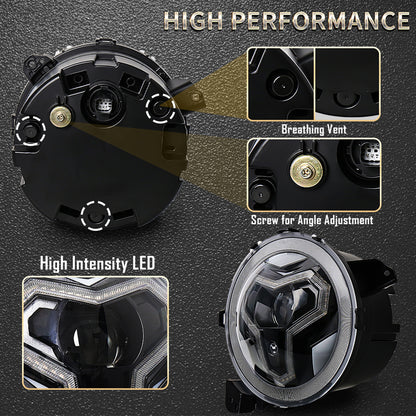 OVOVS 9 Inch Headlights with Integrated DRL Turn Signal Light for Jeep JL