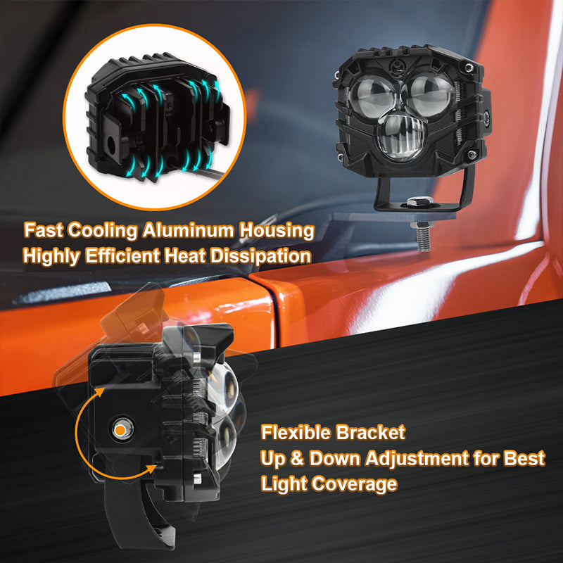 OVOVS 40W White Amber LED Off Road Driving Light with Spot Light for 4x4 Jeep Trucks ATV Tractor Pickup