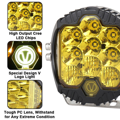 OVOVS Yellow Lens 50W LED Off Road Work Light For 4x4 Truck