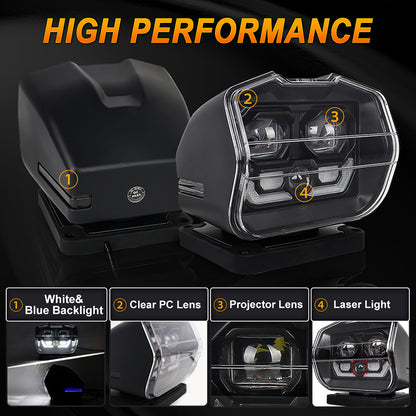 OVOVS 60W 360° Rotating Wireless Remote Search Light With Laser Light