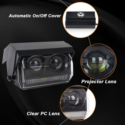OVOVS Hidden LED Off Road Driving Work Light With Automatic ON/OFF Cover Switch Wiring Harness