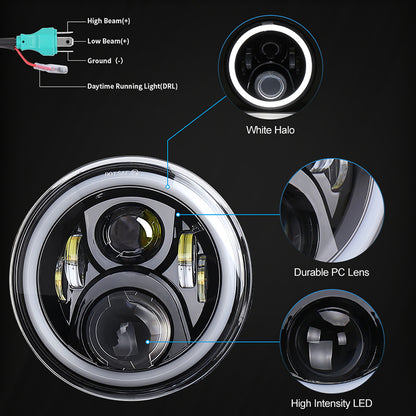 OVOVS 7 Inch Round Motorcycle Headlight With High Low Beam For Honda CB400 CB750
