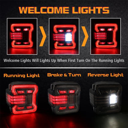 OVOVS LED Tail Lights with Turn Signal Reverse Brake For 2007+ Jeep Wrangler JK