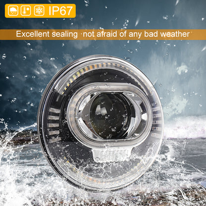 OVOVS 7 Inch Round Headlight With High Low Beam DRL Turn Signal Light For Jeep JK