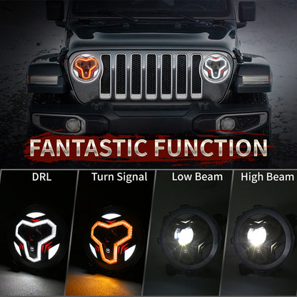 OVOVS 9 Inch Headlights with Integrated DRL Turn Signal Light for Jeep JL