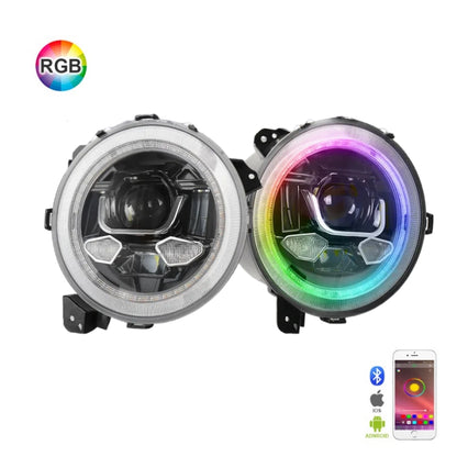 OVOVS Auto 9 Inch LED Headlight With RGB Halo DRL High Low Beam For Jeep Wrangler JL