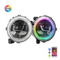 OVOVS Auto 9 Inch LED Headlight With RGB Halo DRL High Low Beam For Jeep Wrangler JL