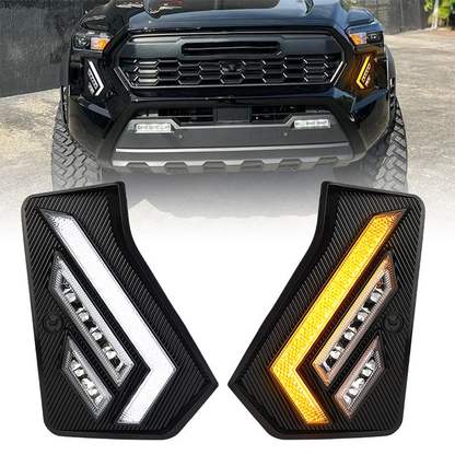 OVOVS Front Driving Light with White DRL Sequential Turn Signal Fog Daytime Running Light for 2024-2026 Toyota Tacoma Gen 4