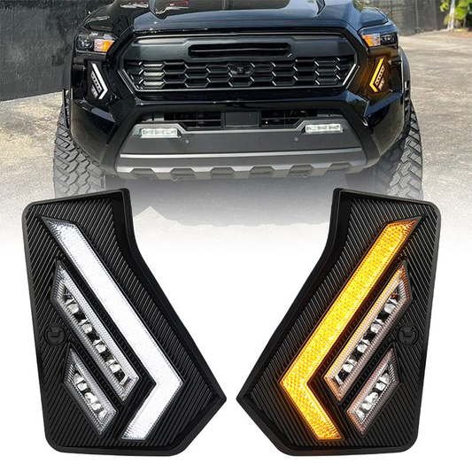 OVOVS Front Driving Light with White DRL Sequential Turn Signal Fog Daytime Running Light for 2024-2026 Toyota Tacoma Gen 4