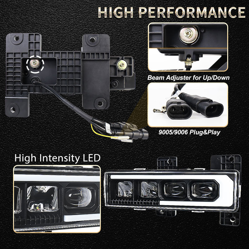 OVOVS Headlight Assembly with Welcome DRL Turn Signal For Chevy GMC
