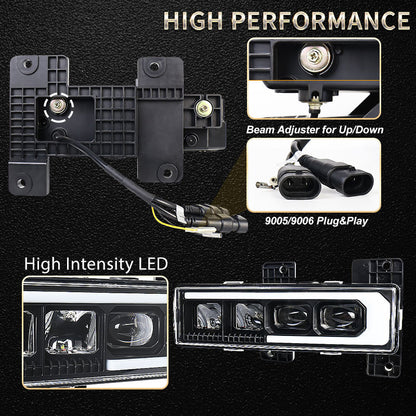 OVOVS Headlight Assembly with Welcome DRL Turn Signal For Chevy GMC