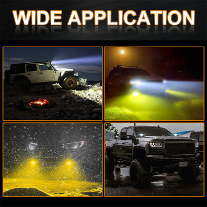 OVOVS 40W White Amber LED Off Road Driving Light with Spot Light for 4x4 Jeep Trucks ATV Tractor Pickup