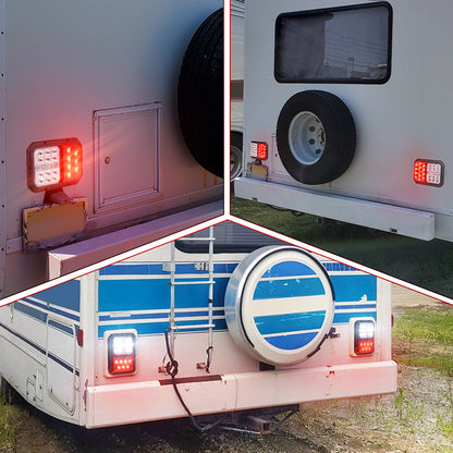 OVOVS Horizontal Mount Double LED Trailer RV Tail Lights