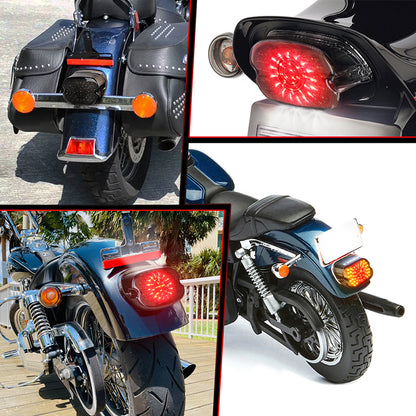 OVOVS LED Brake Turn Signal Rear Light Low Profile Smoked Taillights for Harley Dyna Sportster