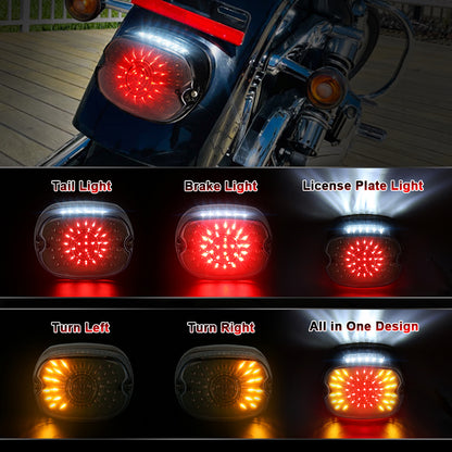OVOVS LED Brake Turn Signal Rear Light Low Profile Smoked Taillights for Harley Dyna Sportster