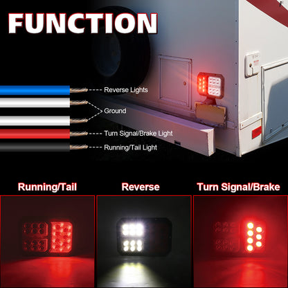OVOVS Horizontal Mount Double LED Trailer RV Tail Lights