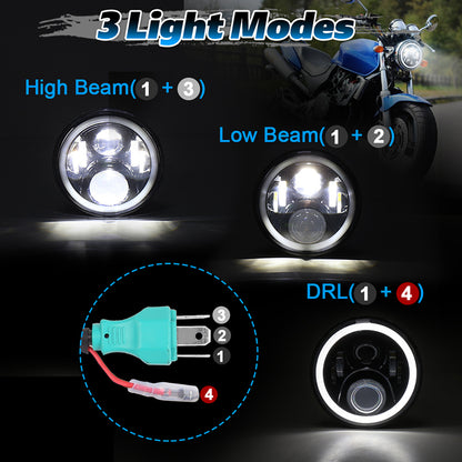 OVOVS 7 Inch Round Motorcycle Headlight With High Low Beam For Honda CB400 CB750