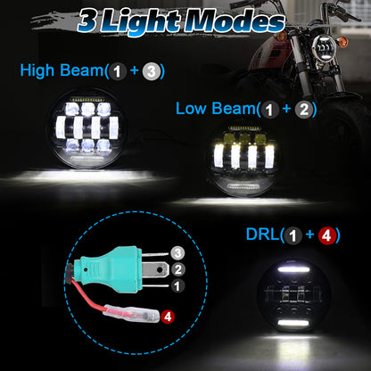 OVOVS 5.75 Inch LED Motorcycle Headlight White High Low Beam DRL For Harley Motorcycle