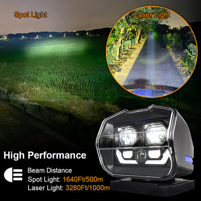 OVOVS 60W 360° Rotating Wireless Remote Search Light With Laser Light