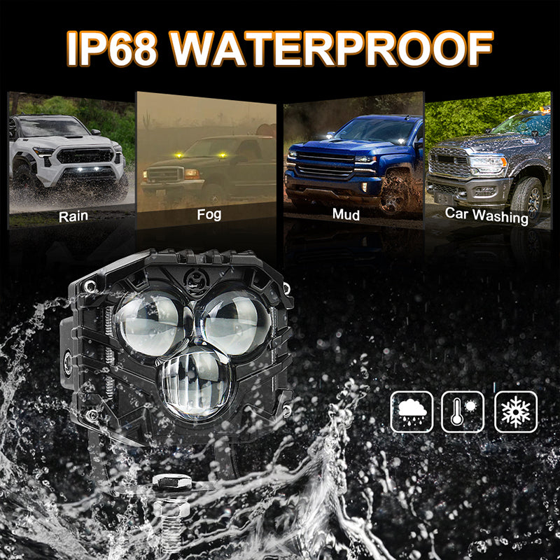 OVOVS 40W White Amber LED Off Road Driving Light with Spot Light for 4x4 Jeep Trucks ATV Tractor Pickup