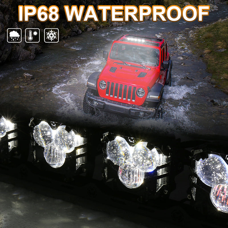OVOVS 22 Inch LED Light Bar Amber White Spot Beam Off Road Lights With On/Off Wiring Harness Kit for Tractor Trucks Roof Bumper