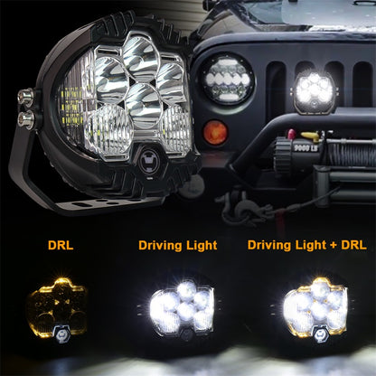 OVOVS Waterproof 5 Inch Led Work Light Pod With Amber Back Light DRL For Universal Vehicles Trucks