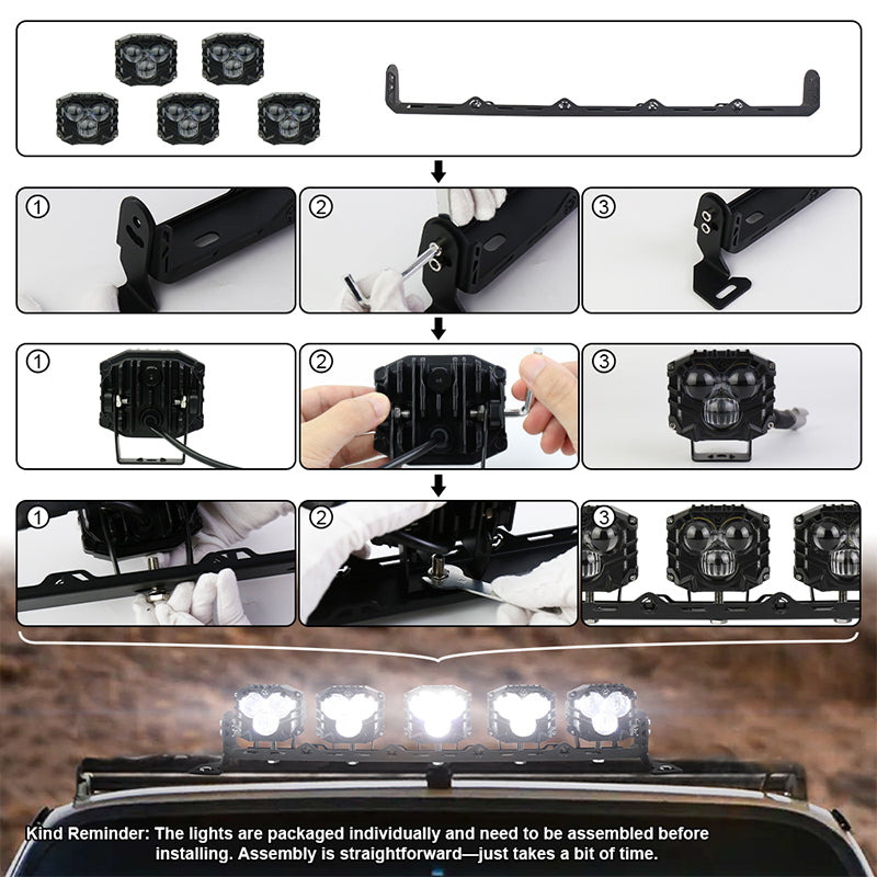 OVOVS 22 Inch LED Light Bar Amber White Spot Beam Off Road Lights With On/Off Wiring Harness Kit for Tractor Trucks Roof Bumper