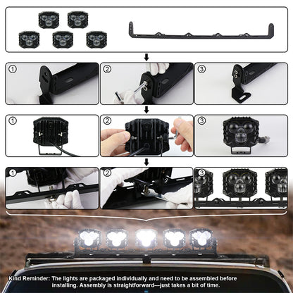 OVOVS 22 Inch LED Light Bar Amber White Spot Beam Off Road Lights With On/Off Wiring Harness Kit for Tractor Trucks Roof Bumper