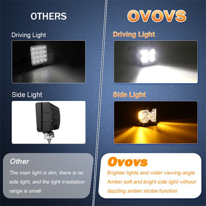 OVOVS 40W LED Work Light with Amber Solid & Strobe Side Lights