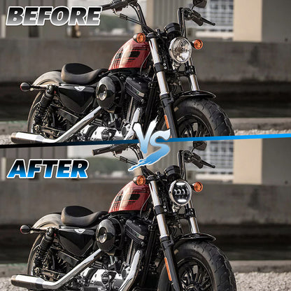 OVOVS 5.75 Inch LED Motorcycle Headlight White High Low Beam DRL For Harley Motorcycle