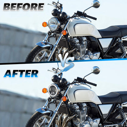 OVOVS 7 Inch Round Motorcycle Headlight With High Low Beam For Honda CB400 CB750